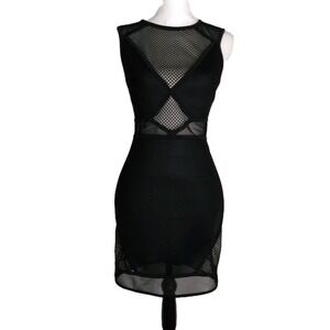 EXPRESS WOMENS BLACK SHEER MESH PANEL BODY-CON COCKTAIL EVENING‎ DRESS SIZE S/P